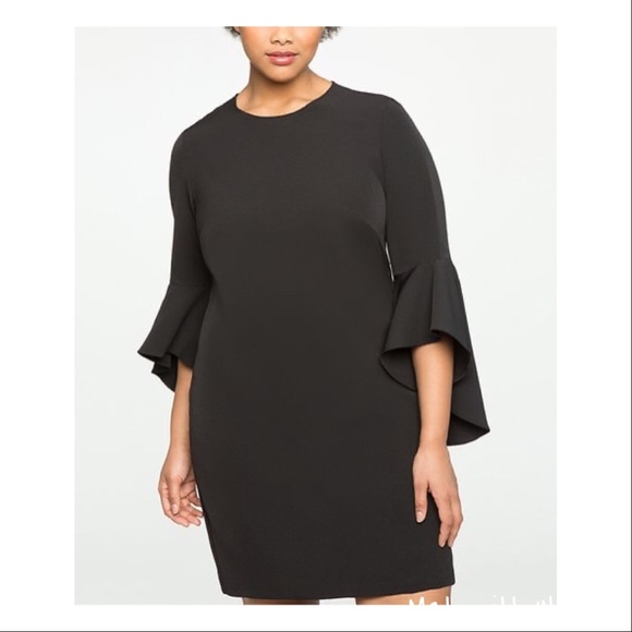 flounce sleeve shift dress